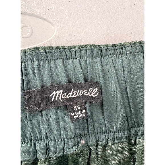Madewell Velvet Wide Leg Crop Pants Elastic Waist Green XS - Picture 2 of 7